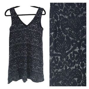 LOFT Women's‎ V Neck Metallic Sleeveless Swing Shift Dress Black Silver Size XS